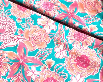 Blue /& Coral Flowers on White by Fabric Creations Quilting Fabric 100/% cotton 12 YD CUTS great for crafting etc