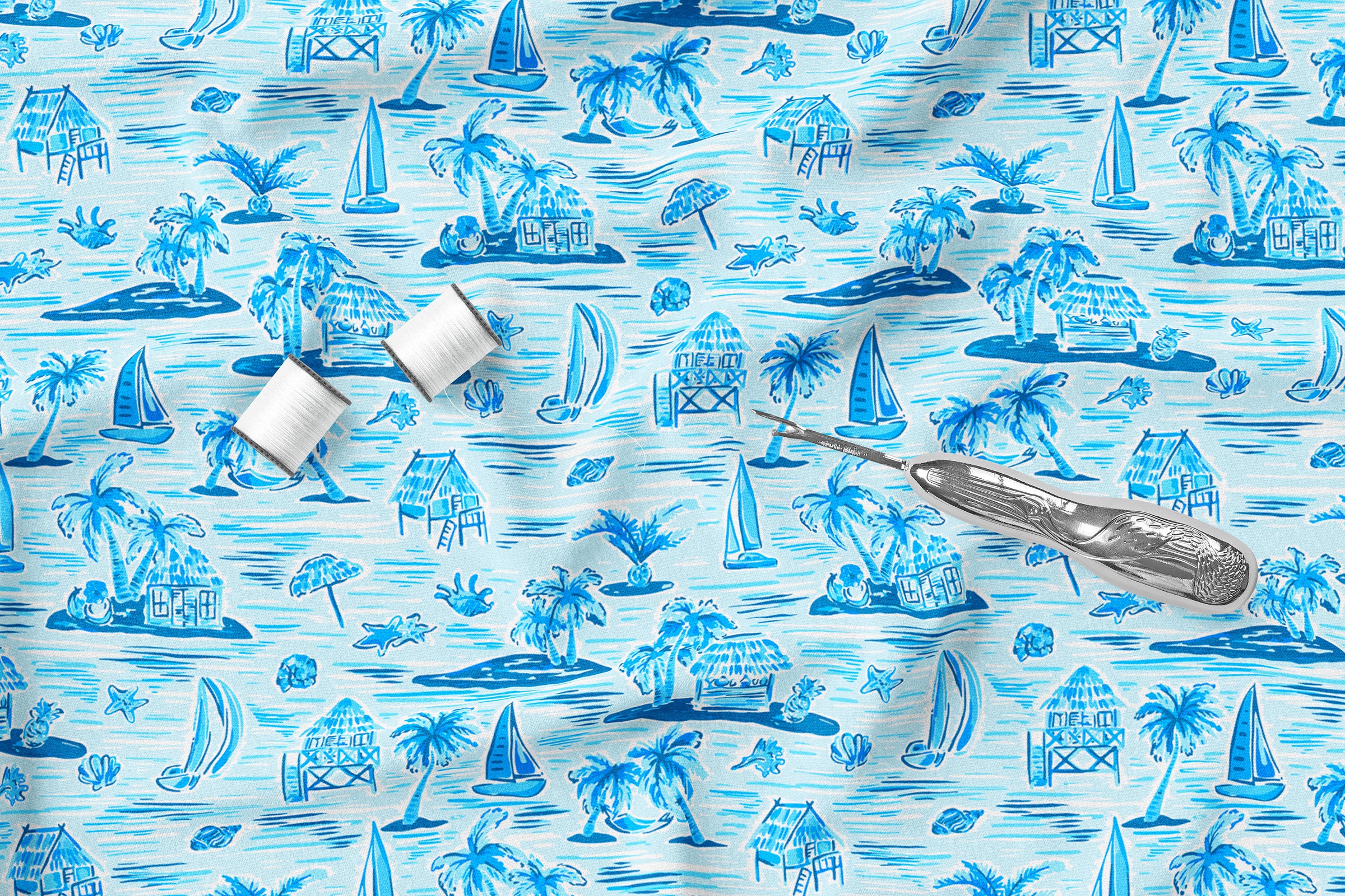 Tropical Island Print Fabric 100 algodón sateen por metro Etsy