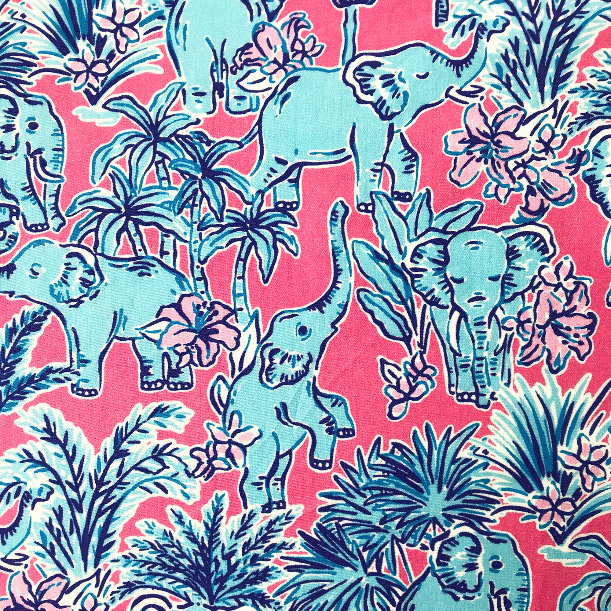 Preppy Elephant Print Fabric 100 cotton sateen Etsy