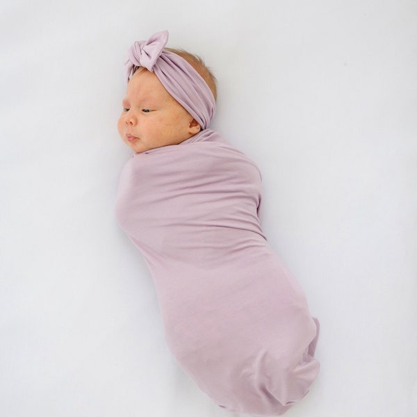 Bamboo Stretchy Swaddling Blanket Lavender New Baby Gift Purple Newborn Swaddle Take Home Baby Coming Home Blanket Newborn Purple Swaddle
