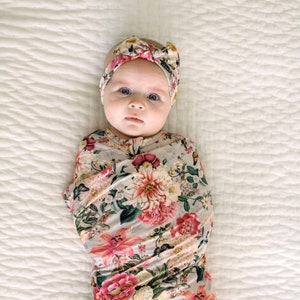 Manta de bambú Swaddle Charlotte Floral Nuevo regalo para bebé Recién nacido Swaddle Llevar a casa Hospital Bebé que regresa a casa Manta Recién nacido Swaddle