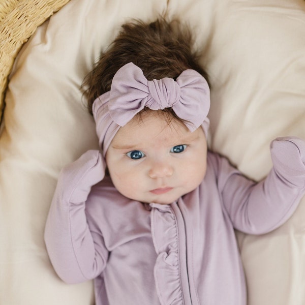 Dusty Purple Head Wrap Headband, Lavender headband, Purple baby head wrap, Baby Turban, Bow headband, infant headband, Floral headband