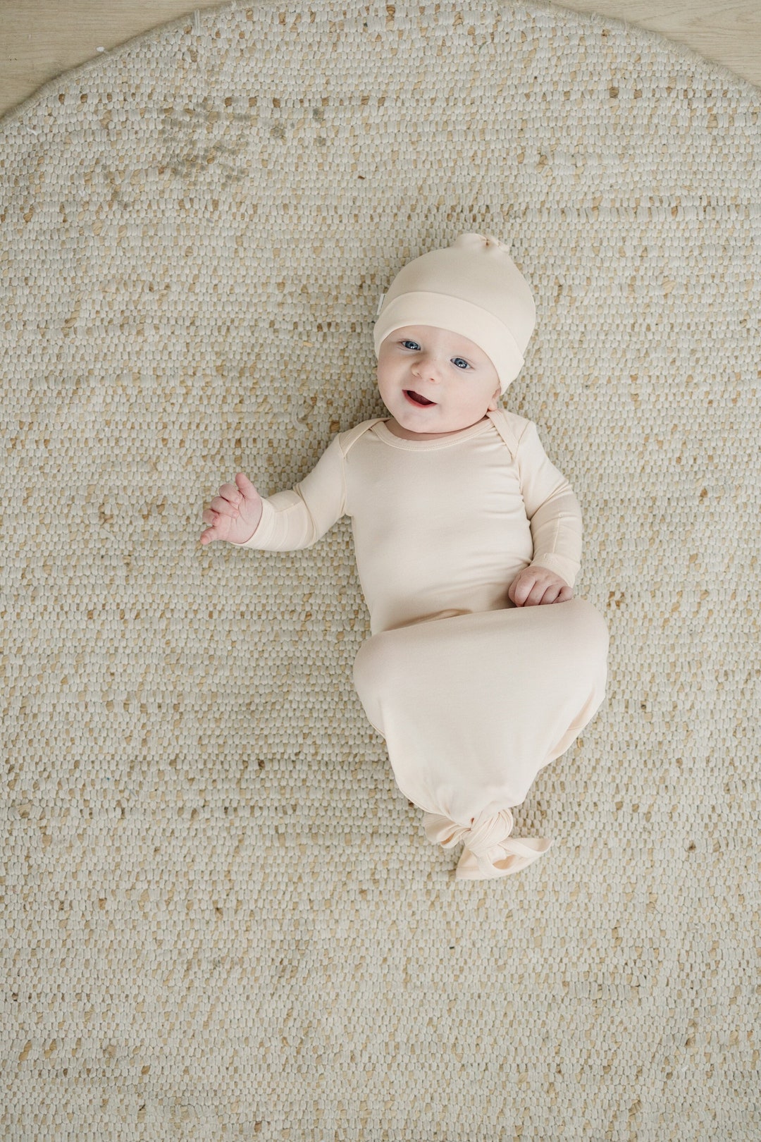 Bamboo Ultra Soft Baby Knotted Gown Oatmeal Newborn Baby Boy Coming