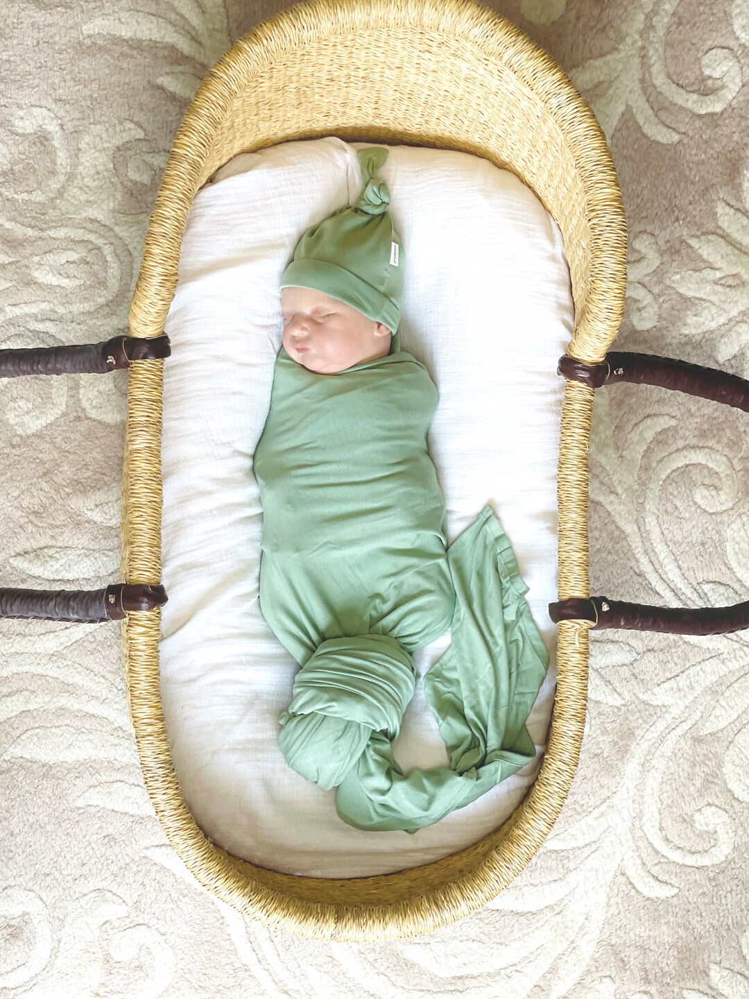 Bamboo Stretchy Swaddling Blanket Sage Green New Baby Gift Etsy UK