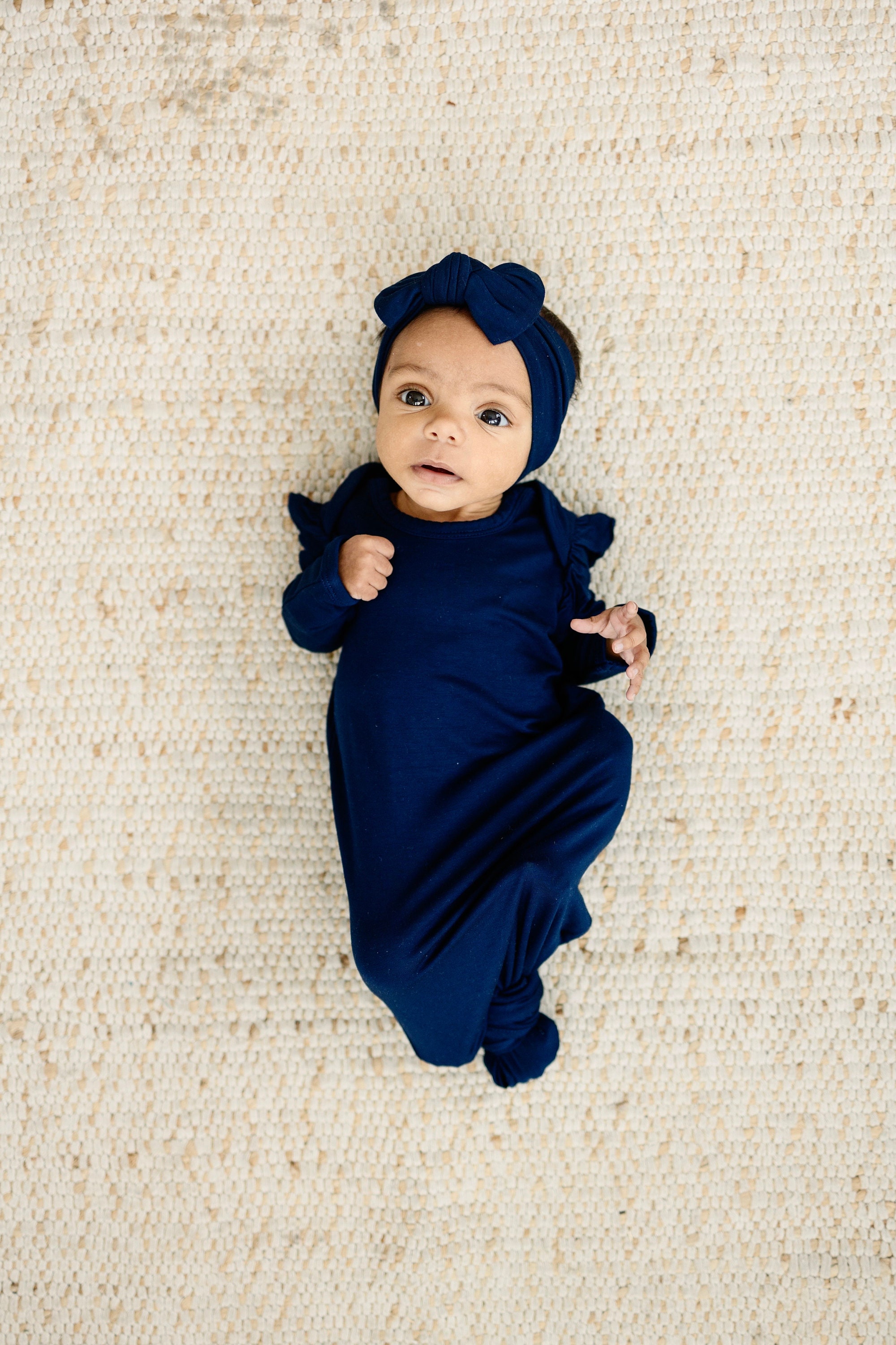 navy blue newborn dress Floral Smocked Silk Navy Short Sleeve Baby Girl Dress – Carriage Boutique main image 0