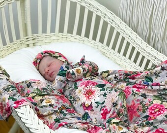 Floral Bamboo Baby Knotted Gown: Ultra Soft Newborn Outfit