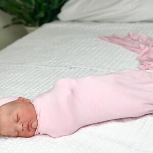 Swaddling cobertor elástico de bambu rosa menina novo presente do bebê recém-nascido swaddle levar para casa hospital bebê chegando em casa cobertor recém-nascido swaddle