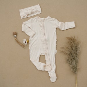 Velour Bebe Footie - Heather Oatmeal