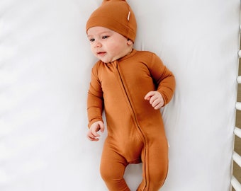 Baby Bambus Reißverschluss Schläfer, Braun Neugeborenen Outfit