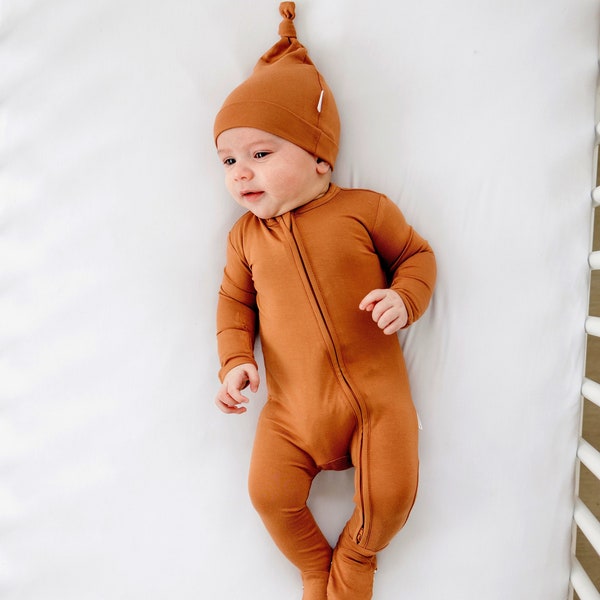 baby boy going home brown outfit zipper sleeper newborn camel bamboo one piece zipper baby outfit coming home brand new baby boy shower