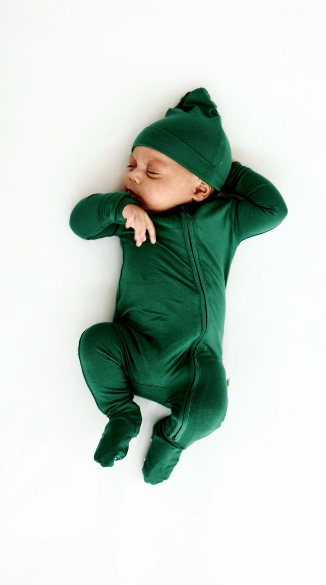 Baby Boy Going Home Green Outfit Zipper Sleeper Newborn Green Bamboo
