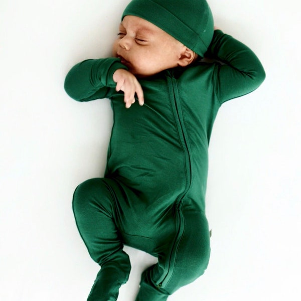 bebé niño yendo a casa traje verde cremallera durmiente recién nacido bambú verde una pieza cremallera traje de bebé regresando a casa nuevo bebé niño ducha