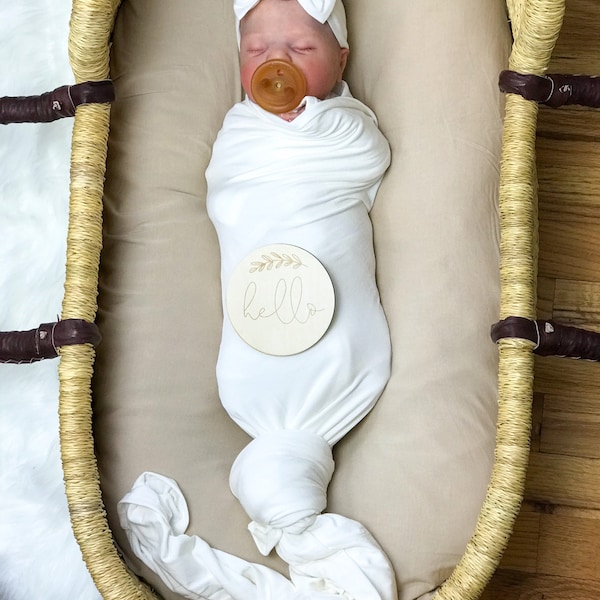 Manta elástica de bambú para envolver al bebé, color blanco, regalo para recién nacido, manta para llevar a casa, manta unisex para recién nacidos.