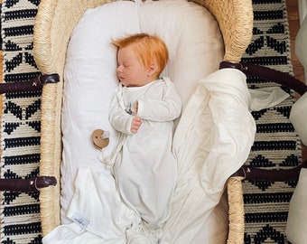 White Bamboo Knotted Baby Gown, Newborn Outfit, Gender Neutral