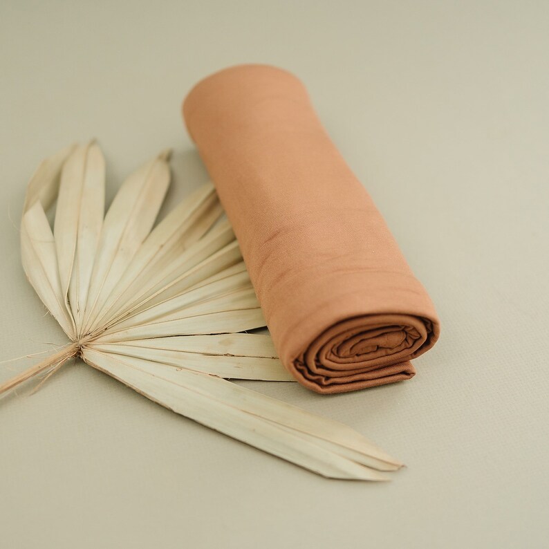 Bamboo Stretchy Swaddling Blanket Brown New Baby Gift Camel Etsy