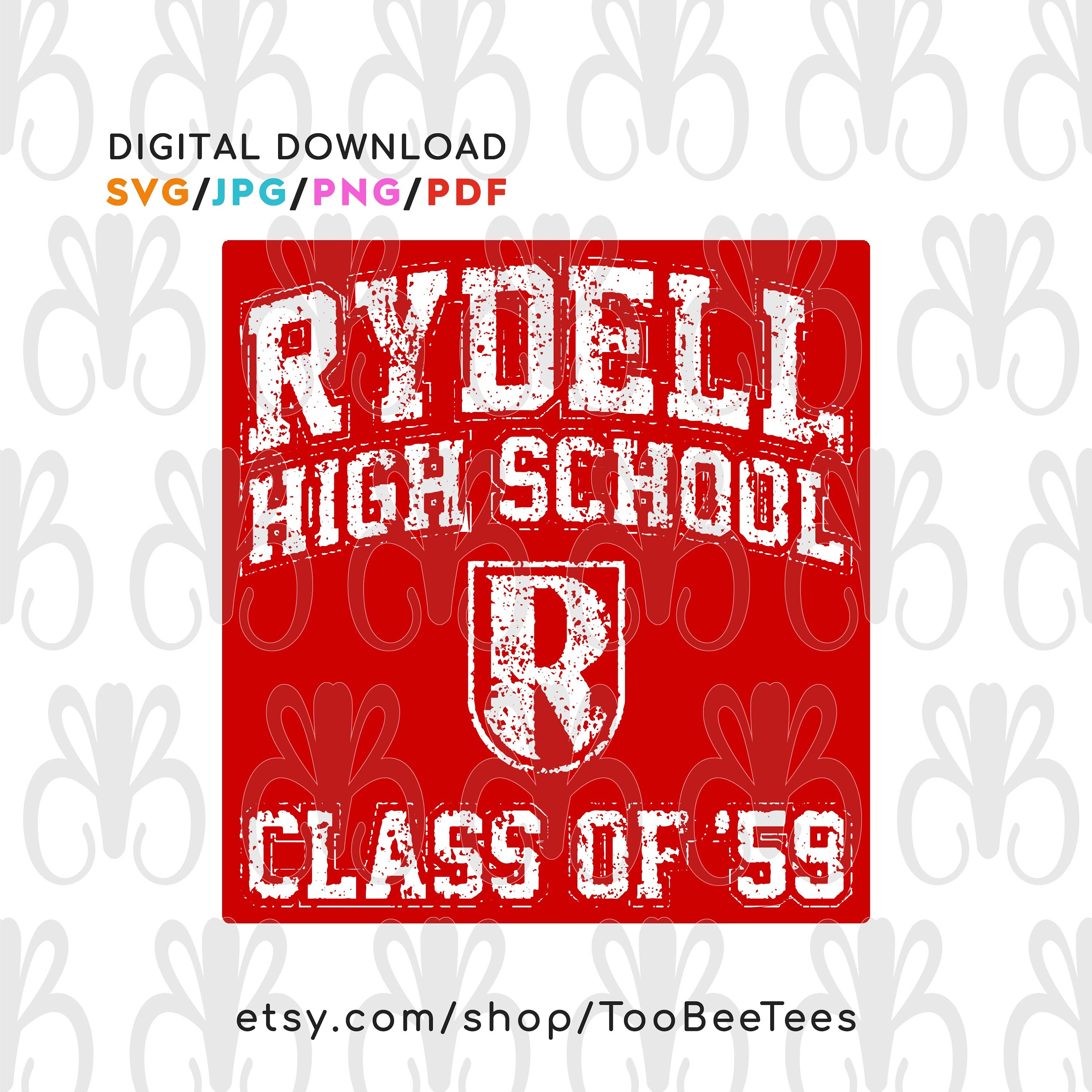 Rydell High School Grease Distressed SVG Cut Files JPG Pdf Etsy