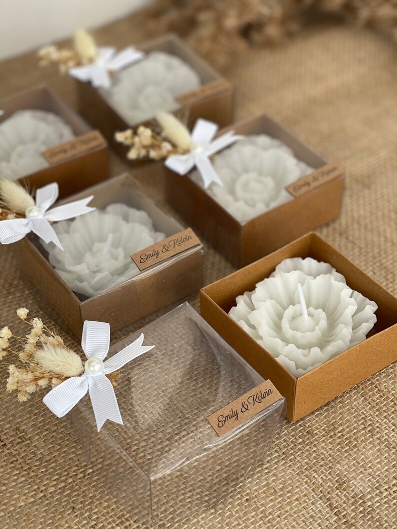 Custom Wedding Candle Favors Flower Candle Gifts Bulk Etsy