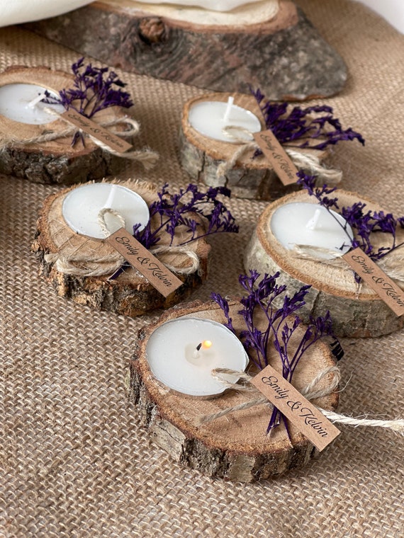 Detalles de boda para invitados regalos a granel portavelas de madera con  flores secas -  México