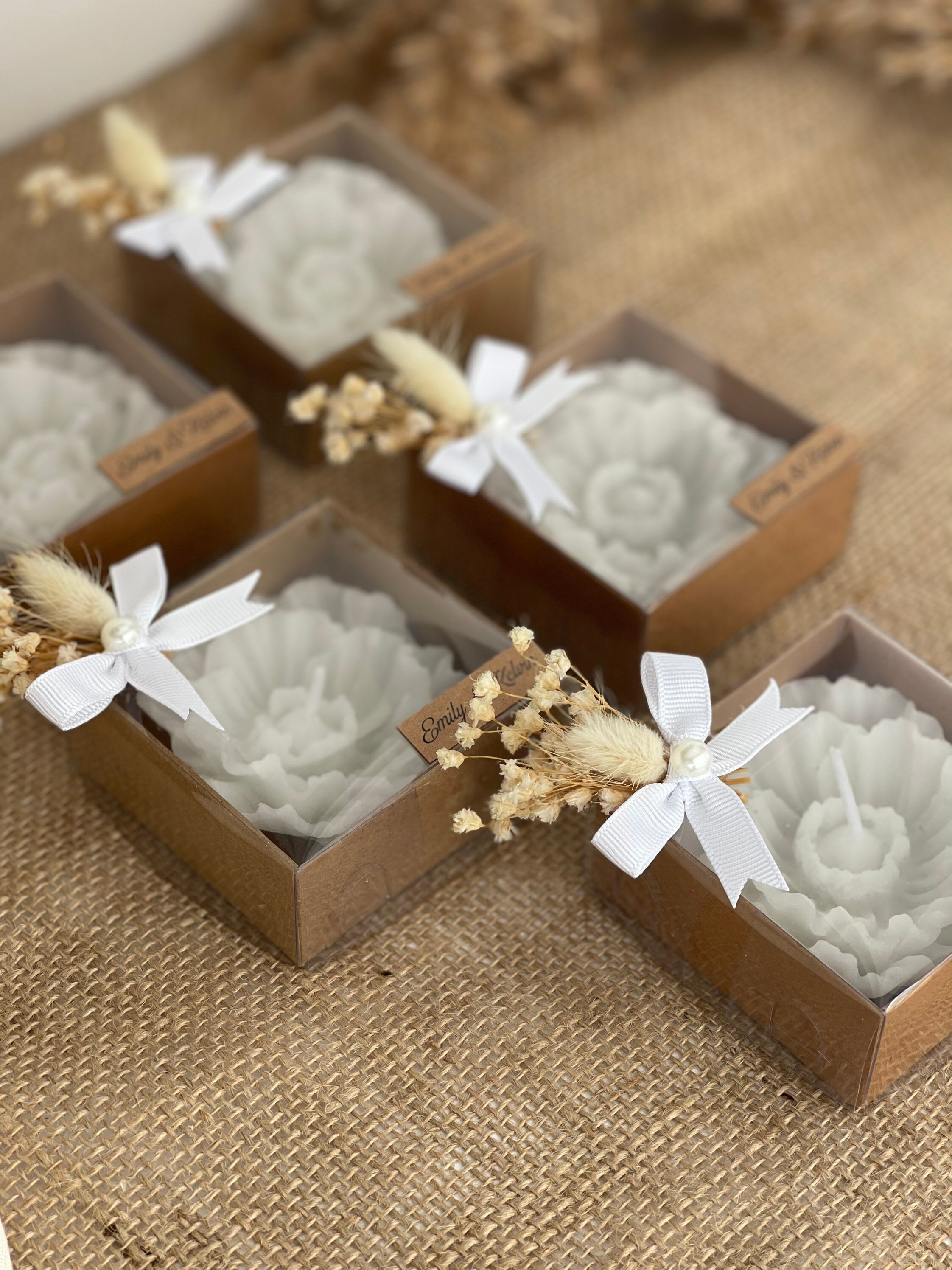 Custom Wedding Candle Favors Flower Candle Gifts Bulk Etsy