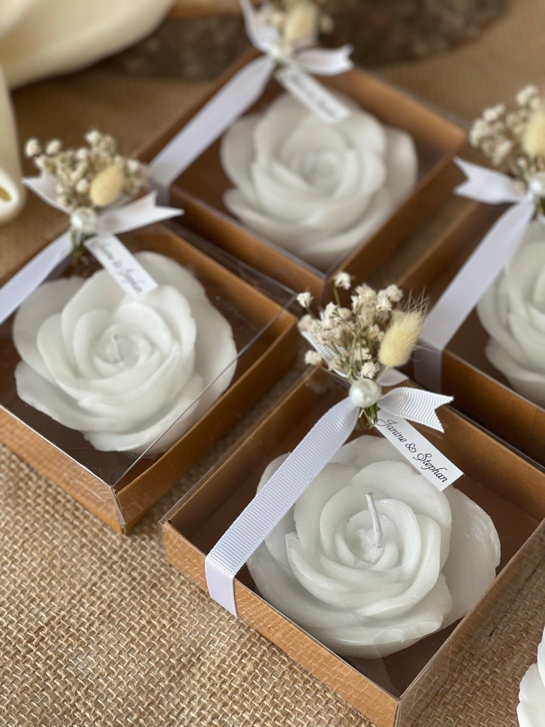 Personalized Wedding Candle Favors Rose Candle Gifts Bulk Etsy