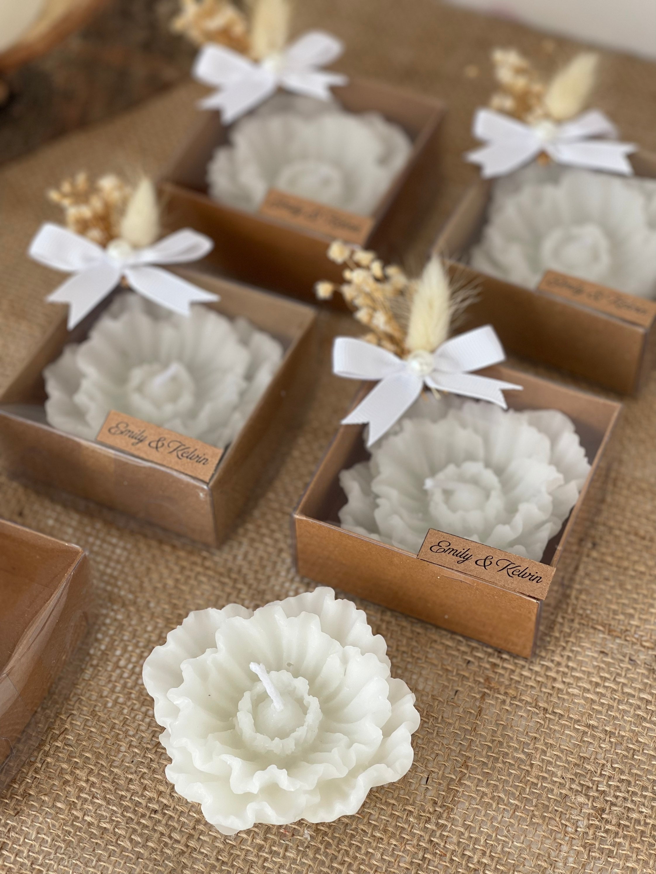 Custom Wedding Candle Favors Flower Candle Gifts Bulk Etsy