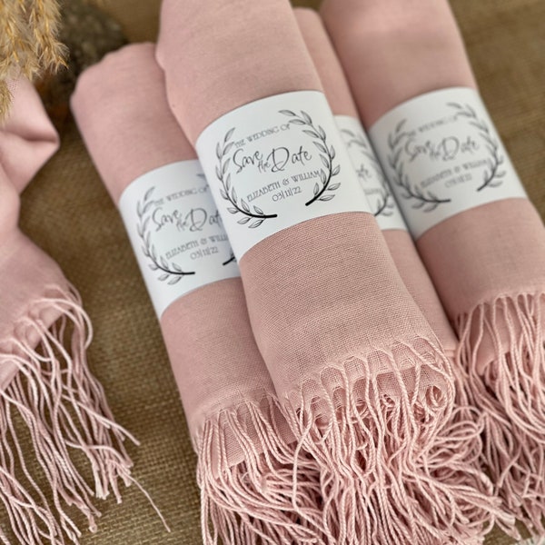 Rose Pink Pashmina Shawl,Bridesmaid Shawl,Personalized Wedding Scarf,Wedding Favors for Guests, Bridal Shower Favors, Pashmina Shawl Wedding