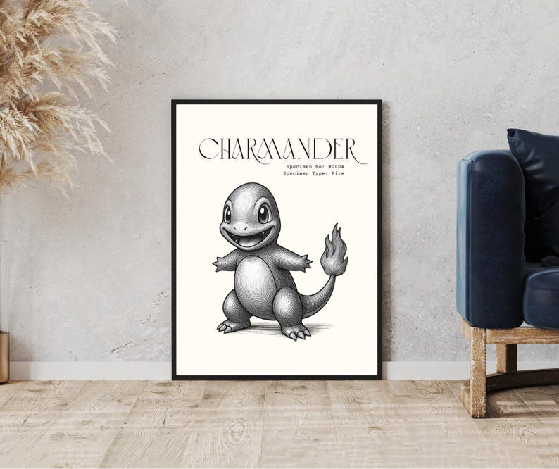 POKEMON Poster Wall Art | Pokemon Charmander Classic Anime Poster ...
