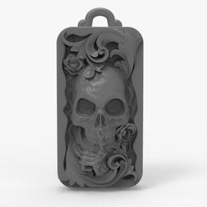 3D Skull Pendant STL File | 3D Printable Gothic Necklace Charm | Detailed Skull with Roses Model for Resin & FDM Jewelry 3D Printing