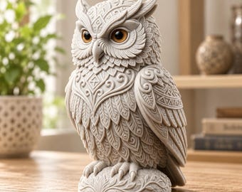 Ornate Owl STL File, Decorative Owl 3D Print, Fantasy Owl Statue STL, Resin Print Model, Owl Figurine, Digital Download