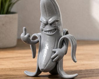 Lustiger Bananen Mittelfinger STL | Wütende Banane Figur 3D Druck Datei | Meme Dekor Modell | Knebelgeschenk STL | Humorvolles Schreibtisch Spielzeug