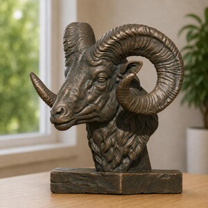 Ram Head STL File, Realistic Ram Bust 3D Print Model, Ram Statue STL, Bighorn Sheep Head, Animal Decor, Resin & FDM Printable