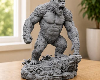 Big Angry Monkey, Gorilla STL File, Roaring Gorilla 3D Print, Ape Statue STL, Wildlife Sculpture, Resin Print Model, Digital Download