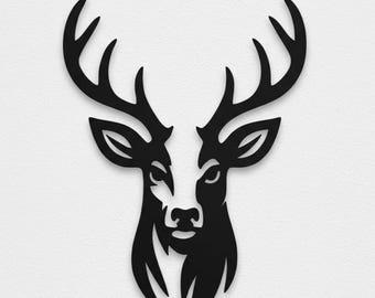 Arte de pared de ciervo (archivo STL) / Silueta de cabeza de ciervo imprimible en 3D / Decoración rústica de vida silvestre / Descarga digital cortada con láser y CNC