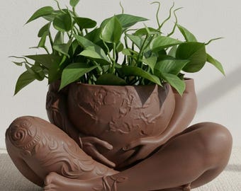 Maceta Diosa Embarazada Archivo STL / Hermoso jarrón para futura mamá meditando / Maceta para suculentas de fertilidad y maternidad / Regalo para embarazadas 3D stl