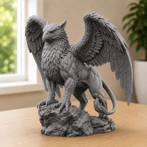 Griffin STL File, Mythical Creature 3D Print, Griffin Statue STL, Fantasy Beast Model, Resin Print, Digital Download, Fantasy Decor