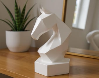 3D Printable Geometric Horse Head Sculpture STL File | Modern Minimalist Home Décor | Contemporary 3D Printing Wall Art & Stylish Sculpture