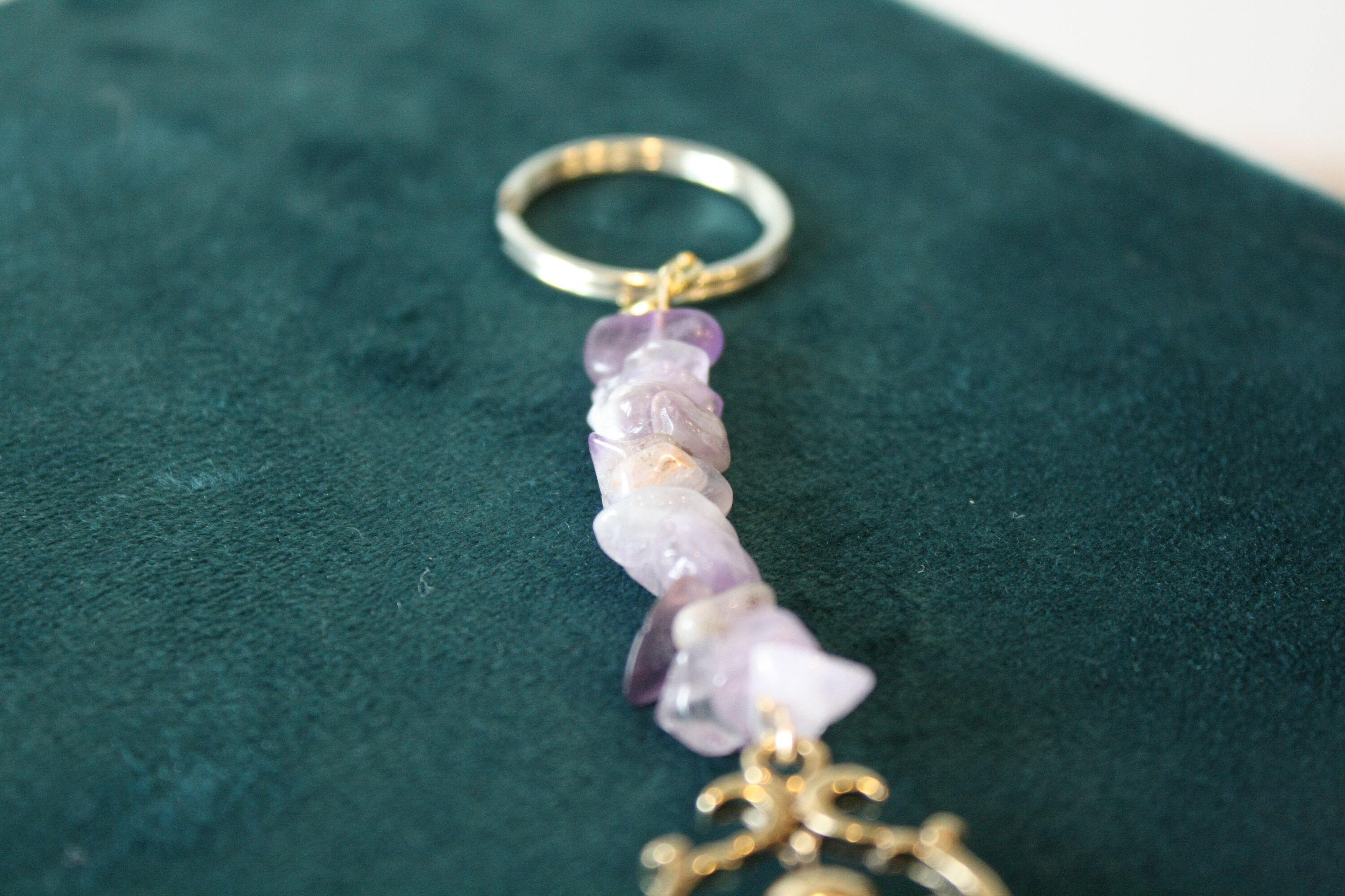 Gold Key Keychain with Purple Crystals Etsy