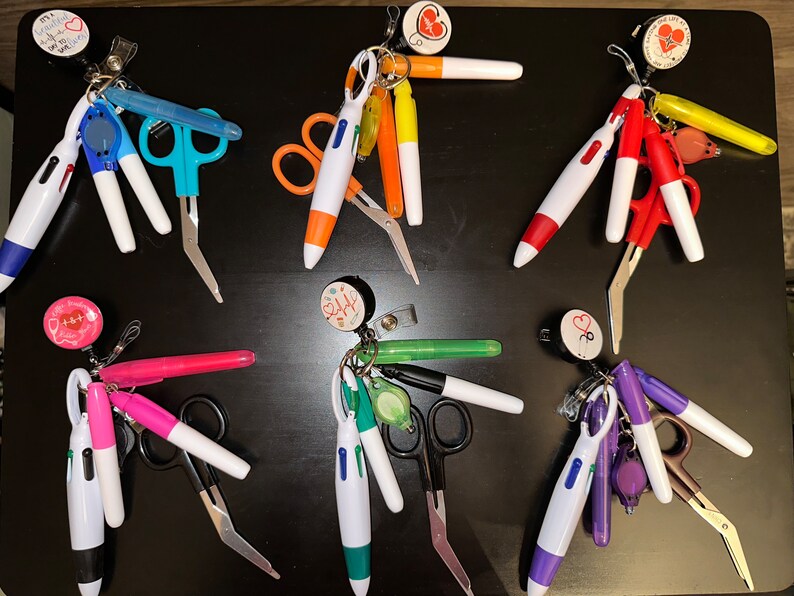 Badge Reel Keychains Trauma Shears Pen Light Sharpie Etsy