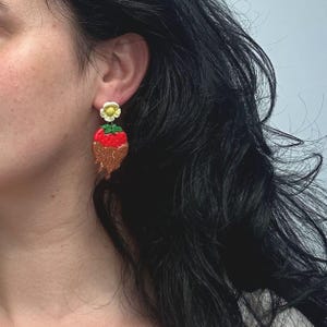 Kawaii Strawberry Earrings: Chocolate Dipped Polymer Clay Jewelry