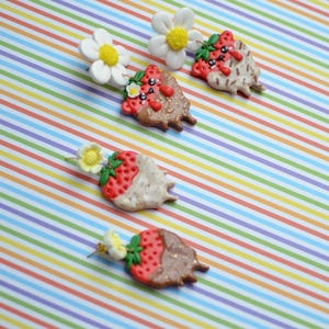 Cute Strawberry Earrings | Kawaii Fruit Polymer Clay Jewelry