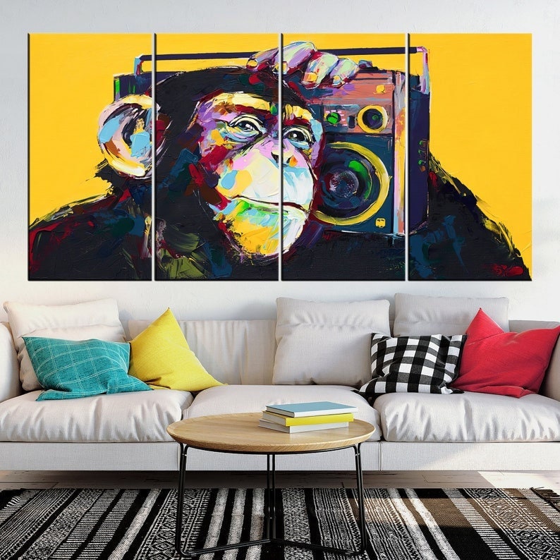 Painting Monkey Wall Decor Abstract Animal Art Monkey Wall Etsy UK