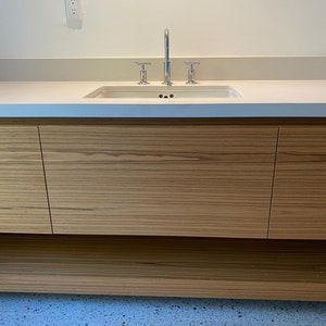 Vanity Bathroom Vanity Wood Veneer Vanity Custom Double Vanity TEAK White OAK Floating Cabinet image 4