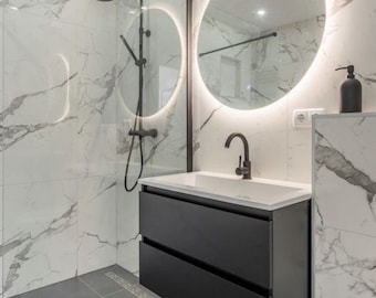 Vanity - Bathroom Vanity - Modern Vanity - Custom - Double Vanity - Minimalist Vanity - Floating Cabinet - Black Vanity - Matte Vanity