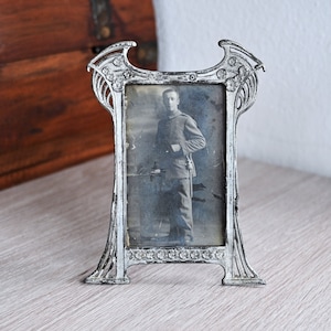 Antique tin picture frame Art nouveau metal photo frame