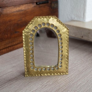 Arched mirror for wall - Vintage small gold mirror for eclectic interior - Mid century modern home decor - Just because gift
