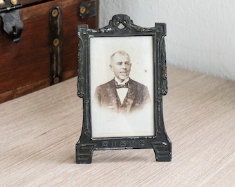 Art nouveau photo frame Antique pewter picture frame Art deco silver metal frame
