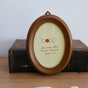 Brown oval frame Vintage wood wall or small tabletop frame