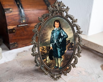 Ornate Filigree Oval Picture Frame, Baroque Rococo Style, Antique Brass Gallery Wall Art
