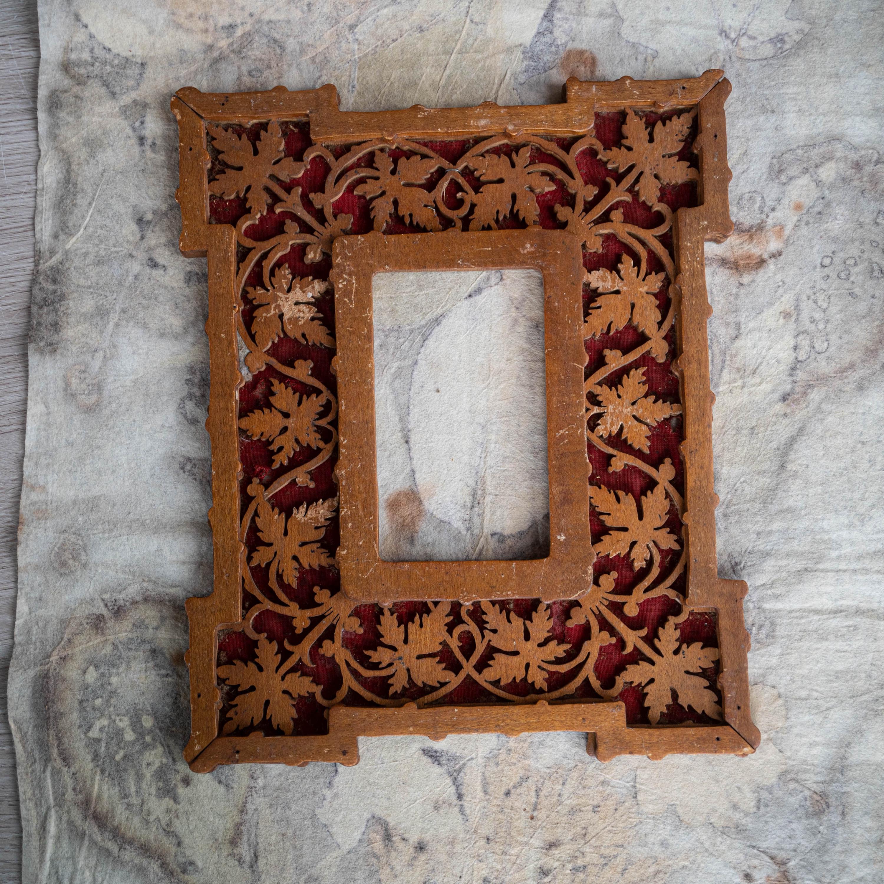 Traditional Frames Hand Carved Wood Frame - Antique Folk Art - Filigree Wooden Picture ...