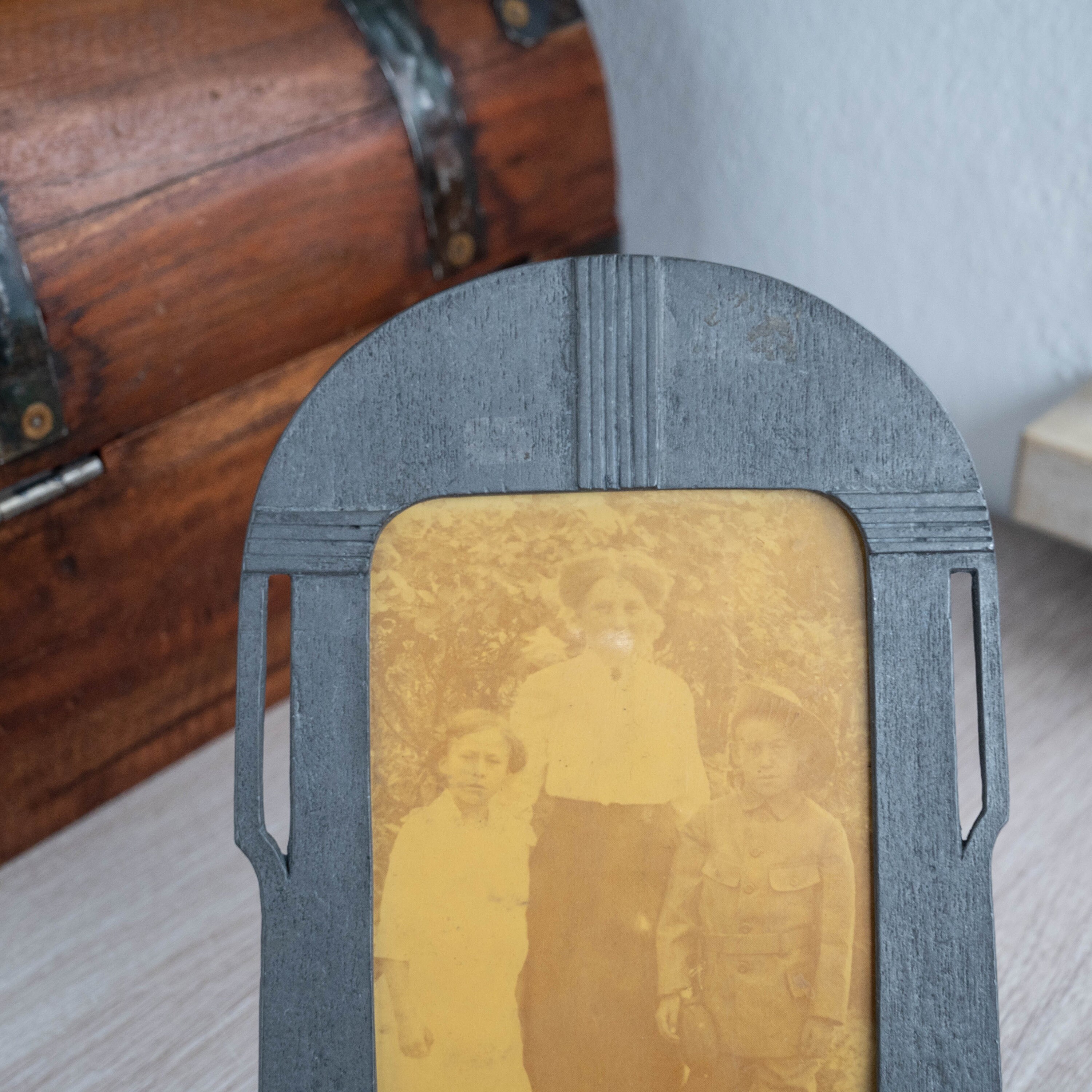 Art Deco Frame Vintage Pewter Photo Frame Gray Metal Picture Etsy